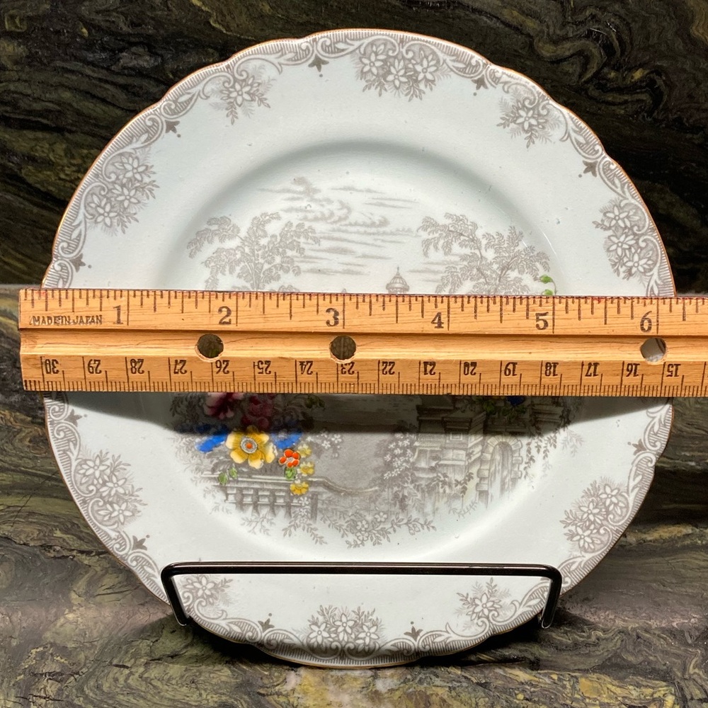Aynsley Queens Garden Blue Enameled Scalloped Bread Plate vintage. - Picture 7 of 15